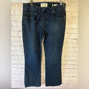 FRAME Denim Le Crop Mini Boot Lace Up Front Side Zip Boho Grunge Jeans Size 25